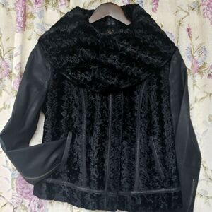 Free People Faux Leather and Fur Jacket - Size S